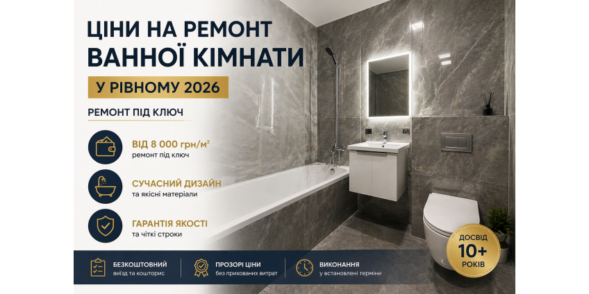 Ціни на ремонт ванної кімнати у Рівному 2026