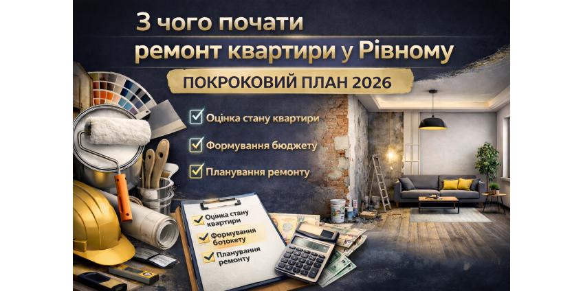 З чого почати ремонт квартири у Рівному — покроковий план 2026